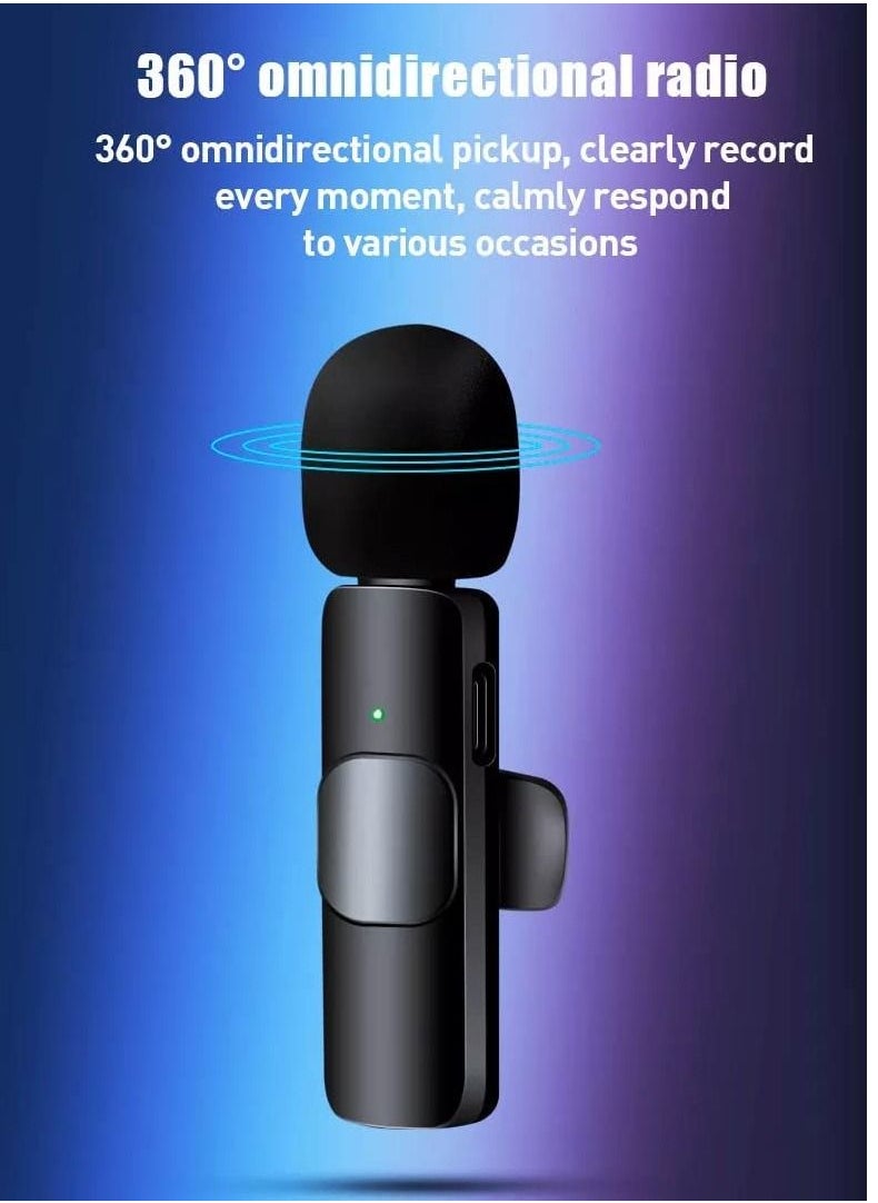 K35 Collar Microphone 2.4G Wireless Omnidirectional Lavalier Mic Plug & Play Noise Reduction Voice Recorder Mic Compatible with BT Speakers DSLR Camera