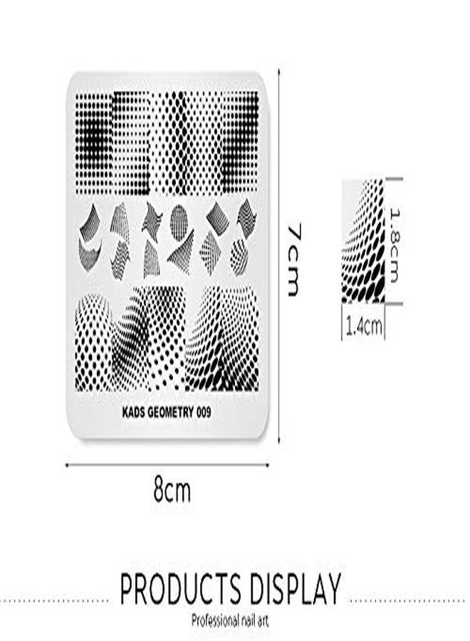 Rolabling Stamping Plate - Fashion Geometry Dots Abstract Spots Points Theme Multi-Pattern Stamp Print Image Template for Nail Art Design - Image 5