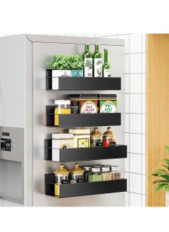 Cool Baby COOLBABY 4 Pack Kitchen Refrigerator Side Shelf Moveable Fridge Magnetic Spice Racks Punch Free Storage Rack  - Image 1