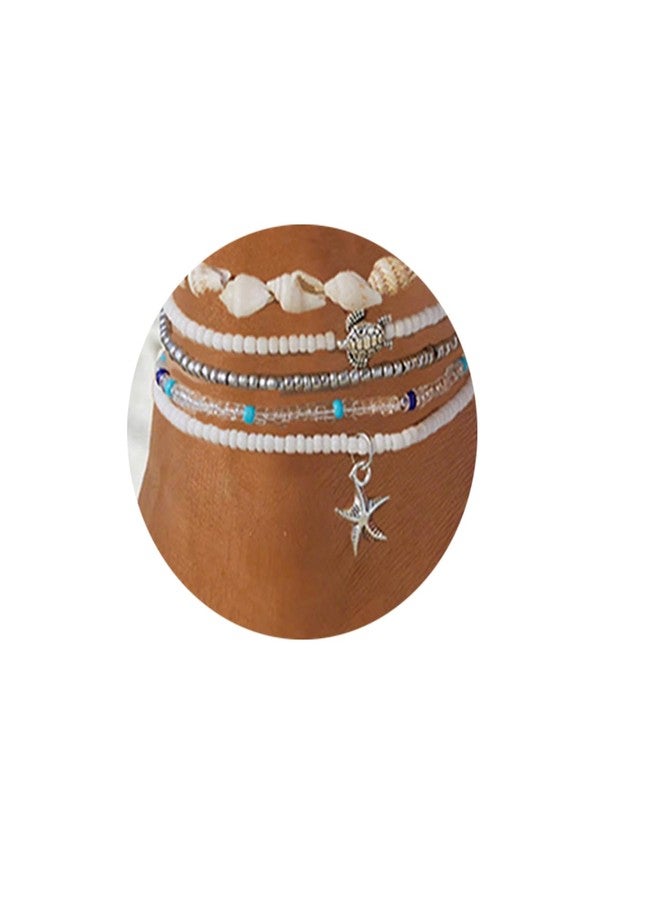 Waeceip Beach Ankle Bracelets For Women Summer Boho Anklets For Women Seashell Beaded Anklets Summer Jewelry Beach Vacation Accessories Hawaiian Gifts (starfish Boho 5) - Image 1