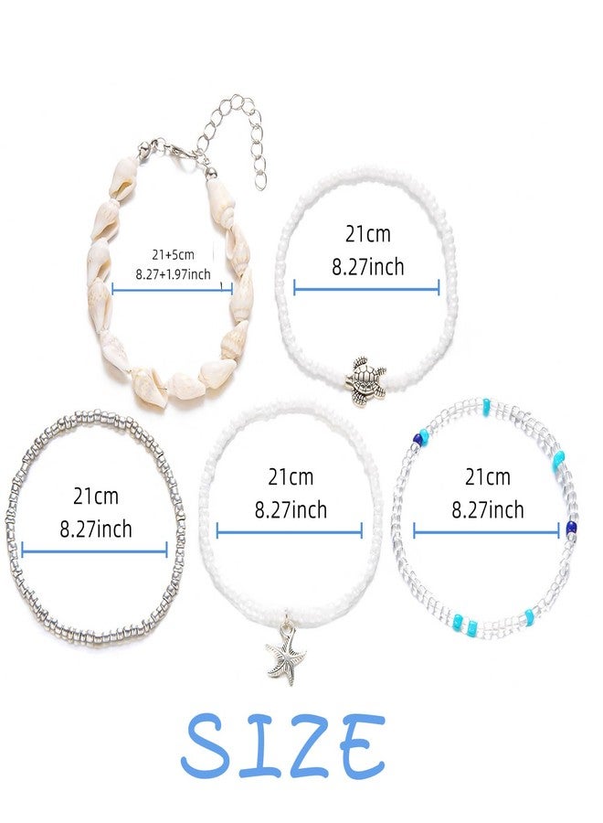 Waeceip Beach Ankle Bracelets For Women Summer Boho Anklets For Women Seashell Beaded Anklets Summer Jewelry Beach Vacation Accessories Hawaiian Gifts (starfish Boho 5) - Image 3