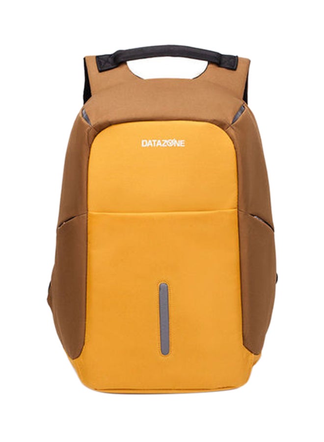 Datazone Waterproof Laptop Backpack With USB Charging Port Yellow/Brwon - Image 1