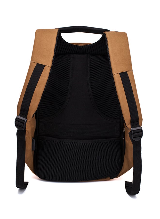 Datazone Waterproof Laptop Backpack With USB Charging Port Yellow/Brwon - Image 3