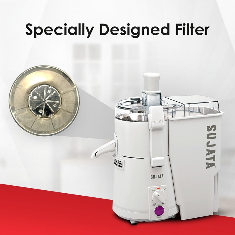SUJATA خلاط عصير سوجاتا باورماتيك بلس 900 وات | 22000 دورة في الدقيقة | 90 دقيقة تشغيل مستمر | 2 وعاء متعدد الاستخدامات 1750 مل و 1000 مل - Image 5