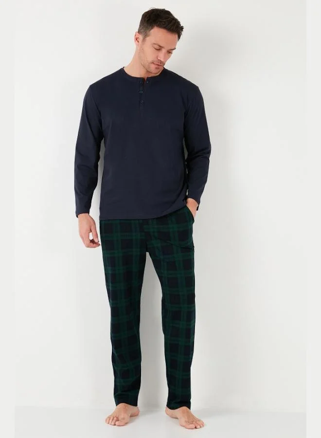 Buratti  Buratti Plaid Cotton Elastic Waist Regular Fit Long Sleeve Pajama Set Men's PAJAMAS SET 6572003 for Men | Best Price UAE