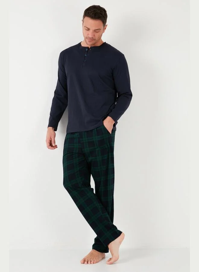 Buratti  Buratti Plaid Cotton Elastic Waist Regular Fit Long Sleeve Pajama Set Men's PAJAMAS SET 6572003 for Men | Best Price UAE