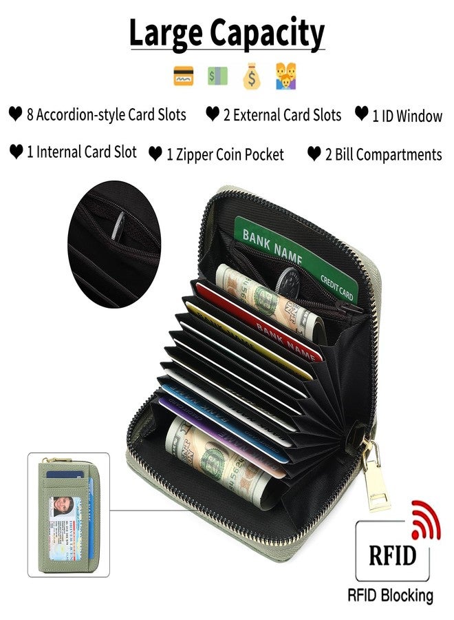 GAEKEAO Wallet Women RFID Blocking Leather Small Compact Zip-Around Credit Card Holder with ID Window & Zipper Pocket - Image 5