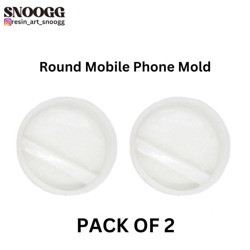 SNOOGG Pack of 4 inch / 2 Piece Round Mobile Stand Mould Epoxy Resin Casting Moulds for Making and DY for Phone Holder, Mobile Accessories, Tab Stand and More - Image 2