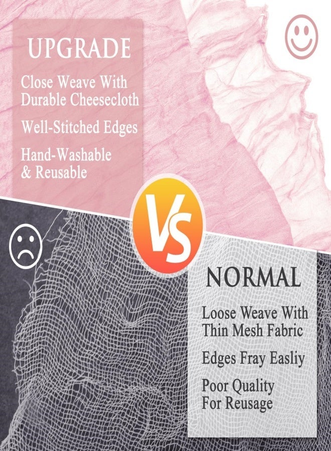 SUCITY 2PCS Table Runner 300*90cm Boho Table Decor Table Runner Rustic Sheer forWedding Baby Shower Birthday Party Cake Table Centerpieces Rustic Sheer Table Khaki and Pink - Image 5