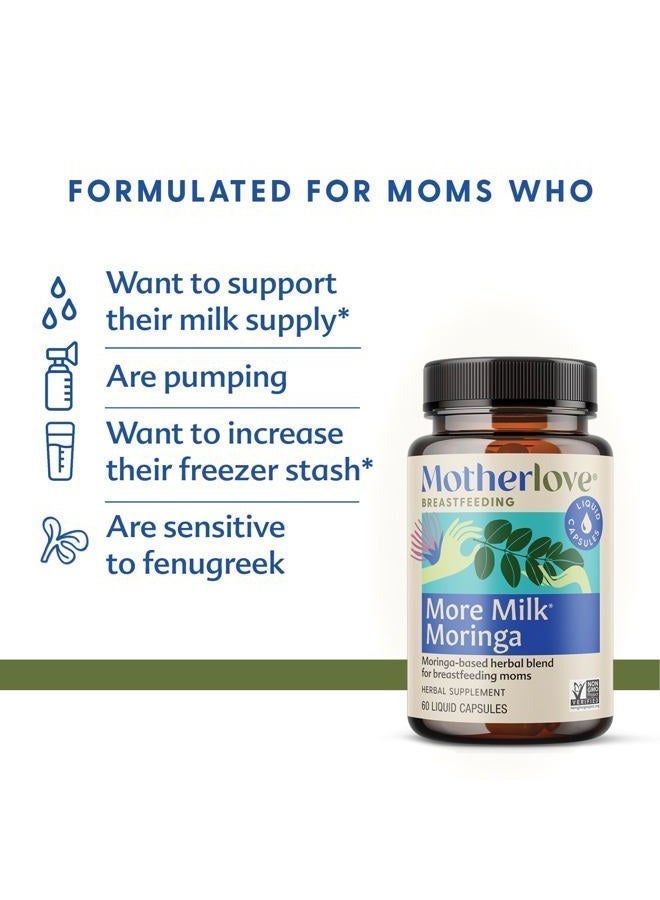 Motherlove More Milk Moringa (60 Liquid caps) Moringa-Based Lactation Supplement to Support Breast Milk Supply—Non-GMO, Organic Herbs, Vegan, Kosher - Image 2