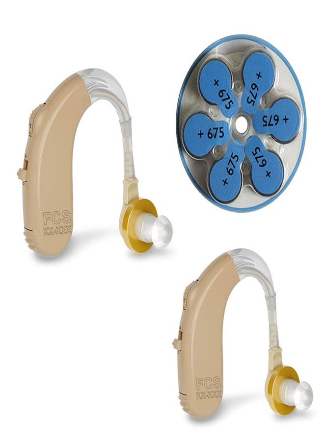 FCS B-13 Instant fit BTE Hearing Aid Personal Hearing Amplifier Pair of Both Ear for Seniors Moderate hearing loss With 6 Batteries. (3 Month Seller Warranty). - Image 1