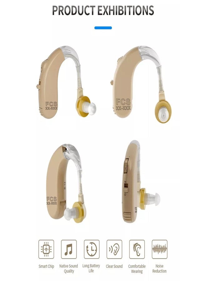 FCS B-13 Instant fit BTE Hearing Aid Personal Hearing Amplifier Pair of Both Ear for Seniors Moderate hearing loss With 6 Batteries. (3 Month Seller Warranty). - Image 3