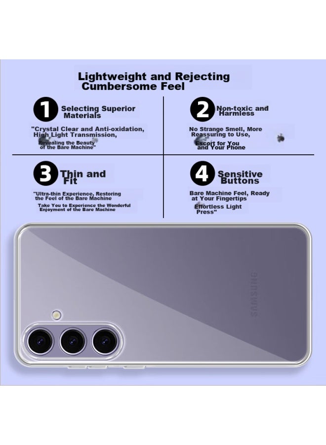 Sehan Shihan, Suitable For Samsung S24 Plus Phone Case, Samsung Galaxy S24+ Transparent Protective Cover, Soft Shell, Four-Corner Shockproof, Slim, Transparent, Bare Phone Feel, Simple Style - Image 3