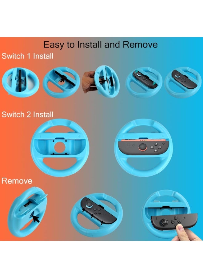 عجلة قيادة مزدوجة لـ Nintendo Switch 2 / Switch Joycon | اكسسوارات عجلة سباق Mario Kart | متوافقة مع NS2/NS/OLED Joy-Con | تصميم مانع للانزلاق - Image 3