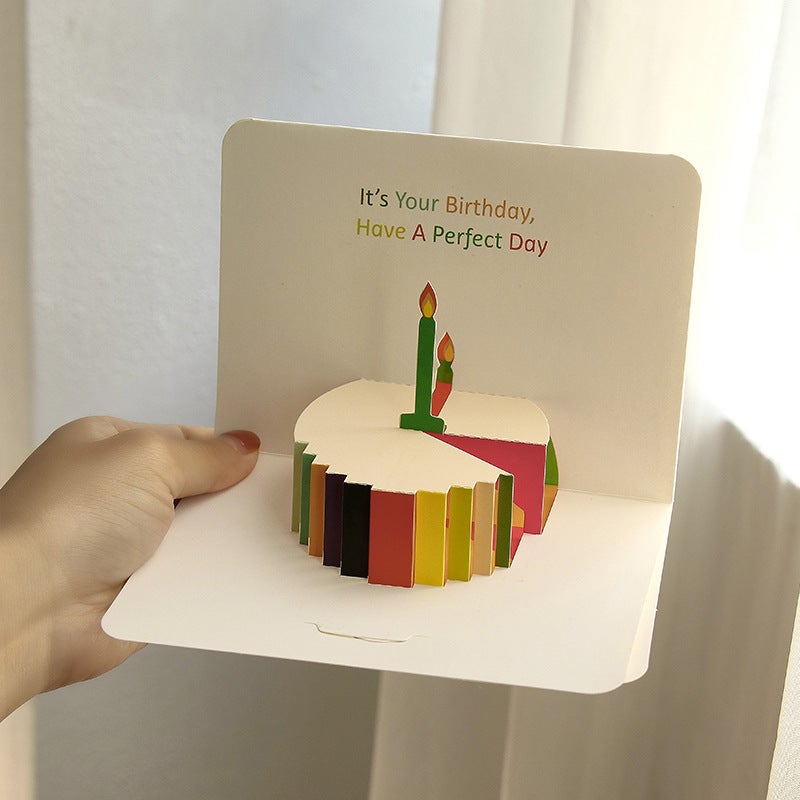 Birthday Greeting Card Music Light 3D Stereo Cake Recording Greeting Card Diy Handmade Gift Feeling Blessing Staff Card - Image 1