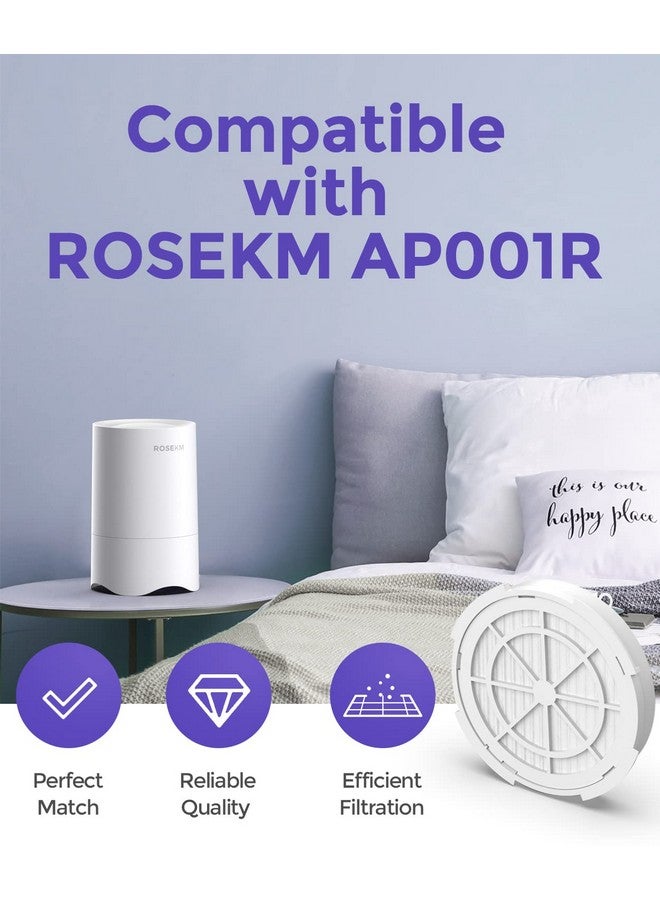 Rosekm ROSEKM 1-Year Pack Air Purifier Replacement Filter for AP001R & AP002R, True HEPA Filter, 4 Pack - Image 3