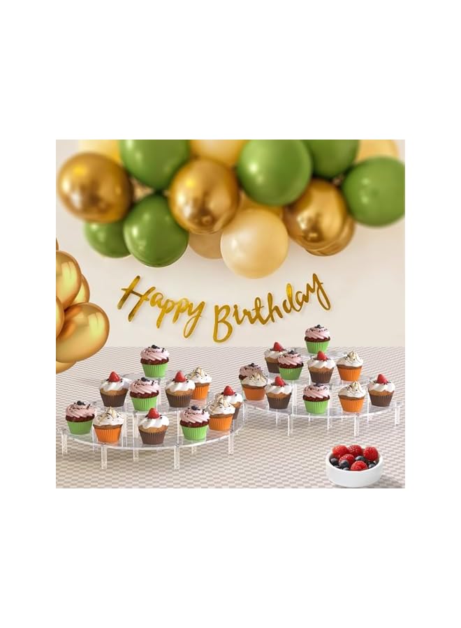 The Bros 3 Tier Acrylic Display Risers 2 Pack, Half Moon Cupcake Stand, Clear Perfume Organizer, Dessert Stand for Display, Clear Display Stand for Food, Cupcake, Perfume, Collections - Image 5