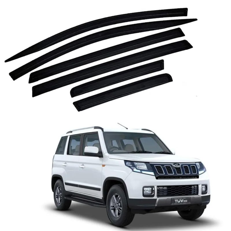 ROYALTECH Premium Non-Breakable Car Window Door Visor/Rain Guard/Wind Deflector Compatible for (Mahindra Tuv300 (Set of 6)) - Image 1