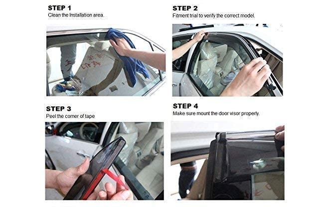 ROYALTECH Premium Non-Breakable Car Window Door Visor/Rain Guard/Wind Deflector Compatible for (Mahindra Tuv300 (Set of 6)) - Image 5