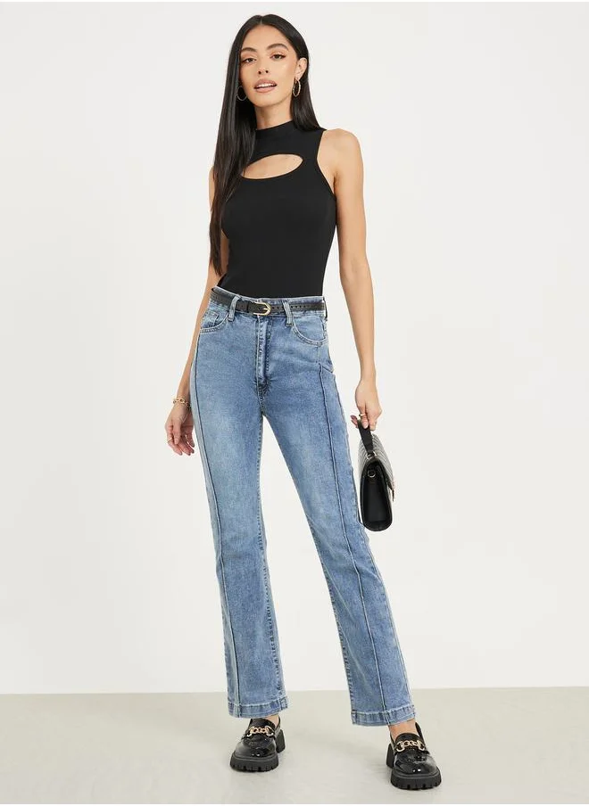 ستايلي Fit & Flare Pintuck Ankle Length Jeans