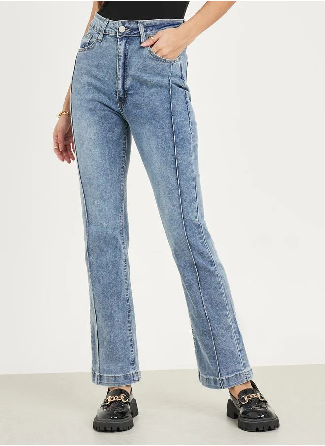 ستايلي Fit & Flare Pintuck Ankle Length Jeans