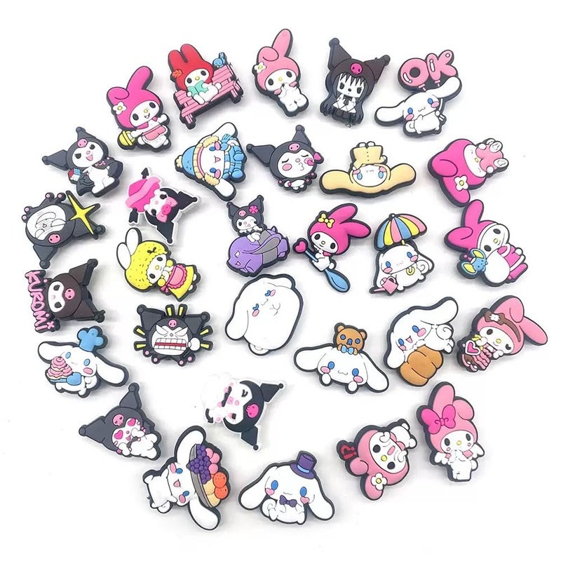 Jlemon 10/19/25/30 pcs Shoe Charms Kawaii Pink Cat Blue Dog Shoe Accessories Decration DIY Sandals (30pcs mixed) - Image 2