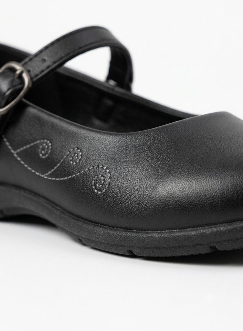 babyqlo Girls Black Buckle Strap School Shoes - Image 4