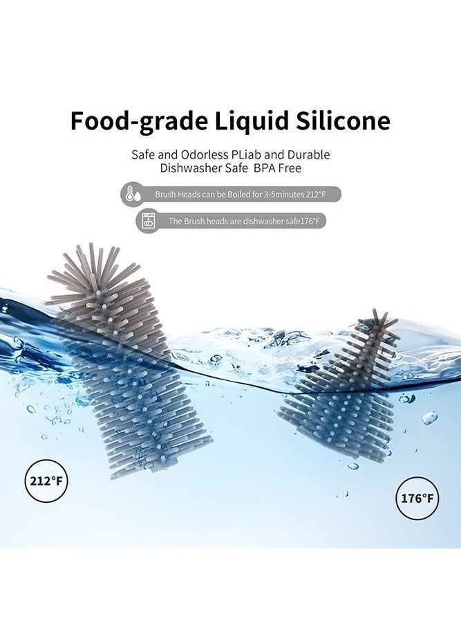 DOOKOO Baby Bottle Brush Set with Extendable Silicone Bottle Brush, Pacifier Brush, Drying Rack, Straw Cleaner Brush, Soap Dispenser, Suitable for Home, Travel, and Family Visits, Yellow - Image 5