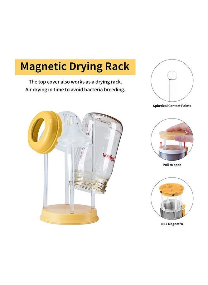 DOOKOO Baby Bottle Brush Set with Extendable Silicone Bottle Brush, Pacifier Brush, Drying Rack, Straw Cleaner Brush, Soap Dispenser, Suitable for Home, Travel, and Family Visits, Yellow - Image 4