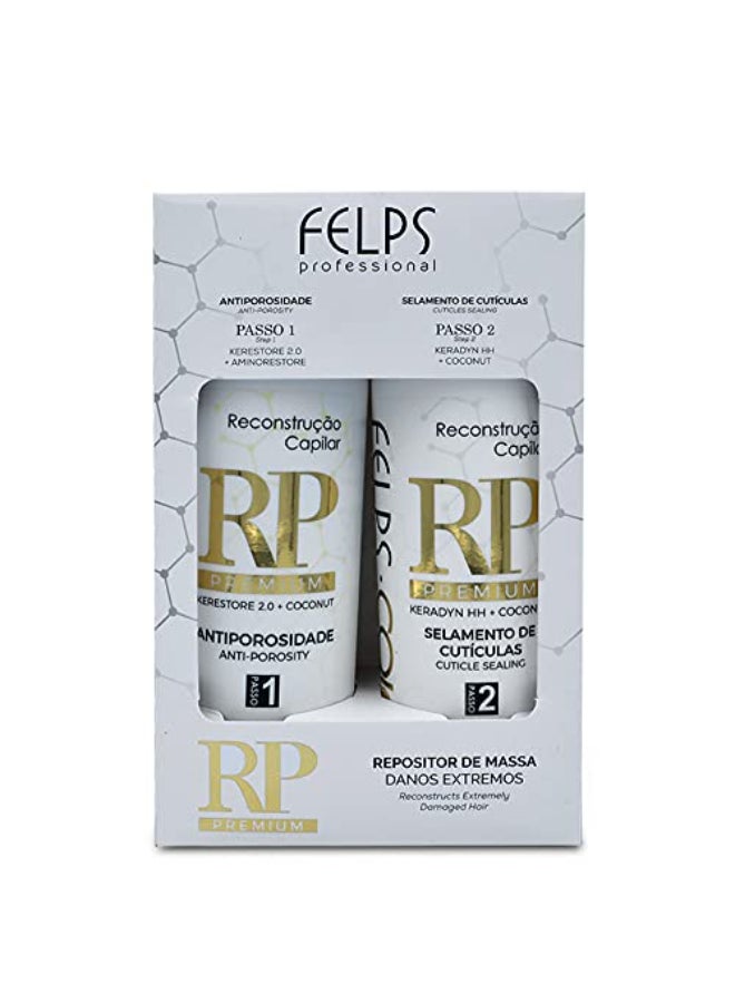 Felps Professional علاج فيلبس كولور RP بريميوم لإعادة بناء الشعر 2x500مل 2x169 أونصة سائلة - Image 1
