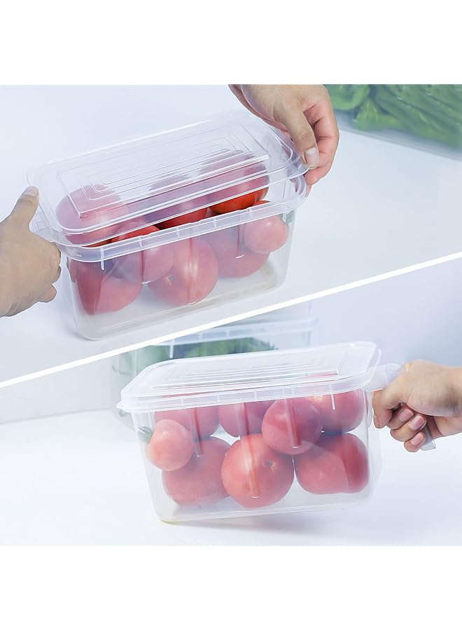 SKY-TOUCH 6Pcs Refrigerator Organizer, Stackable Plastic Kitchen Food Storage Containers With Lids And Handle For Fruits Vegetables, Freezer Safe Boxes, Transparent (Pack Of 2) - Image 5