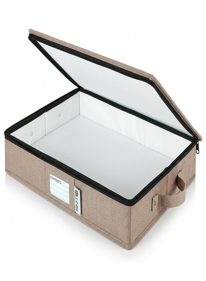 HOLDN’ STORAGE Platter Storage Containers - Hard Shell Protection for Fine China, Sturdy Dish Organizer with Dividers for Seasonal Storage, Moving & More - Protects up to 4 Platters (Brown) - Image 1