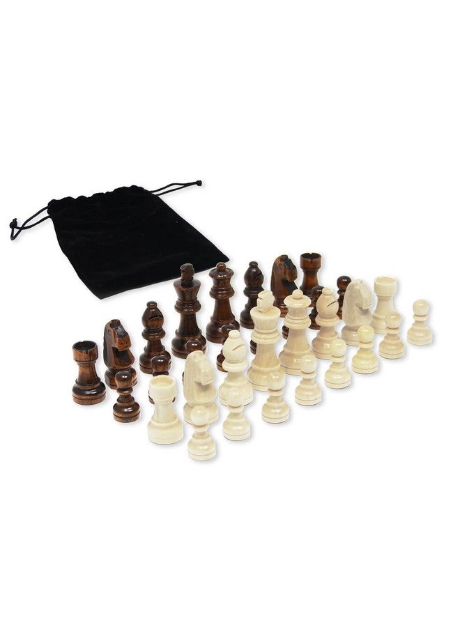 DA VINCI Staunton Wood Chess Pieces 32 Chessmen and Storage Bag (2.5 Inch King) - Image 1