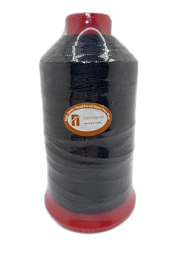 item4ever UV Resistant Bonded Polyester Sewing Thread for Upholstery Outdoor Marine 8 oz Tex 90 Black - Image 1