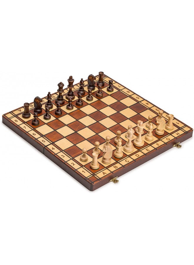 Wegiel Handmade Jowisz Professional Tournament Chess Set - Wooden 16 Inch Folding Board With Felt Base & Hand Carved Chess Pieces - Compartment Inside The Board To Store Each Piece - Image 1