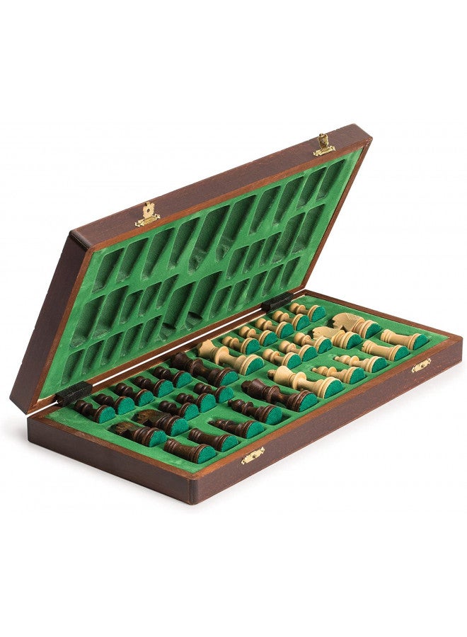 Wegiel Handmade Jowisz Professional Tournament Chess Set - Wooden 16 Inch Folding Board With Felt Base & Hand Carved Chess Pieces - Compartment Inside The Board To Store Each Piece - Image 3
