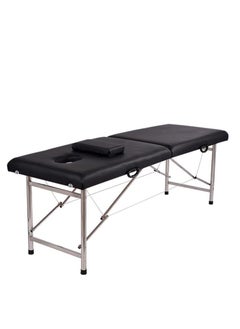 ZUIHAO ZUIHAO Portable Massage Bed  Foldable Massage Tables with Pillow SPA Bed with Stainless Steel Frame 2 Fold Black for SPA Salon Tattoo Massage Therapeutic Treatment Black  - Image 1