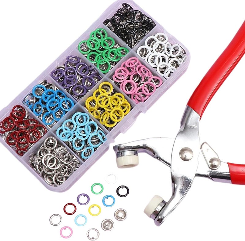 LOCKET Button Thickened Snap Fasteners Kit Metal Five Claw Buckle Set with Hand Pressure Pliers Tool DIY Sewing Buttons Set for Clothing Sewing and Crafting_Multi Buttons - Image 1