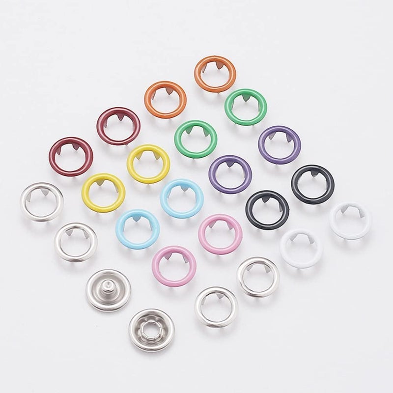LOCKET Button Thickened Snap Fasteners Kit Metal Five Claw Buckle Set with Hand Pressure Pliers Tool DIY Sewing Buttons Set for Clothing Sewing and Crafting_Multi Buttons - Image 2