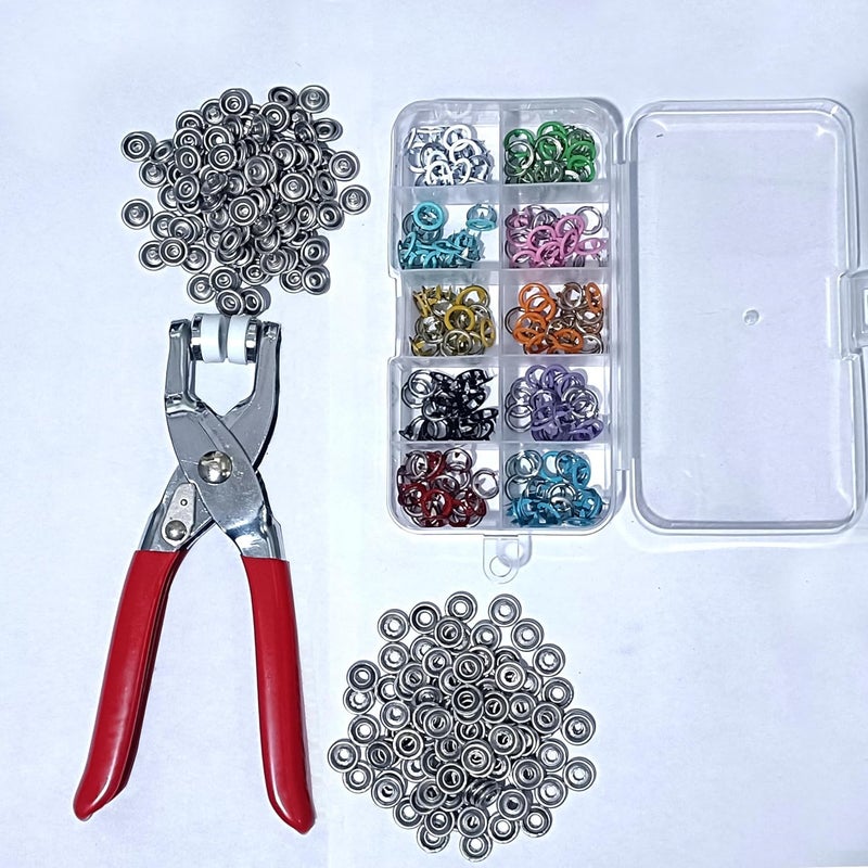 LOCKET Button Thickened Snap Fasteners Kit Metal Five Claw Buckle Set with Hand Pressure Pliers Tool DIY Sewing Buttons Set for Clothing Sewing and Crafting_Multi Buttons - Image 3