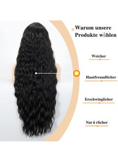 SANMUGEED Long Curly Wavy Wig with Bangs Black Wigs for Women 26 Inch Curly Wigs Natural Looking Synthetic Heat Resistant Fiber Wigs for Daily Party Use  - Image 5