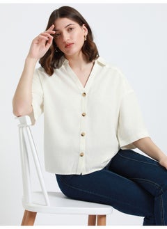 Dennis Lingo Offwhite Shirt for Women - Cotton Viscose Flex, Regular Fit  - Image 5