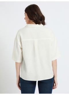 Dennis Lingo Offwhite Shirt for Women - Cotton Viscose Flex, Regular Fit  - Image 3