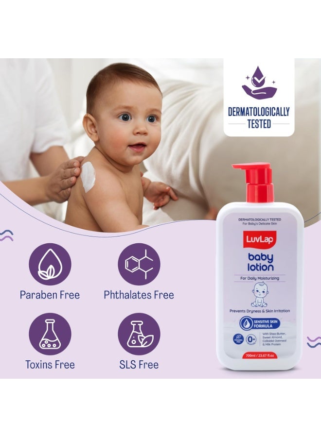 LuvLap Baby Lotion with Milk Protein 700ml | 24-Hour Moisturization for Sensitive Skin | Shea Butter & Vitamin E | Sweet Almond Oil | Paraben Free | Dermatologically Tested - Image 3