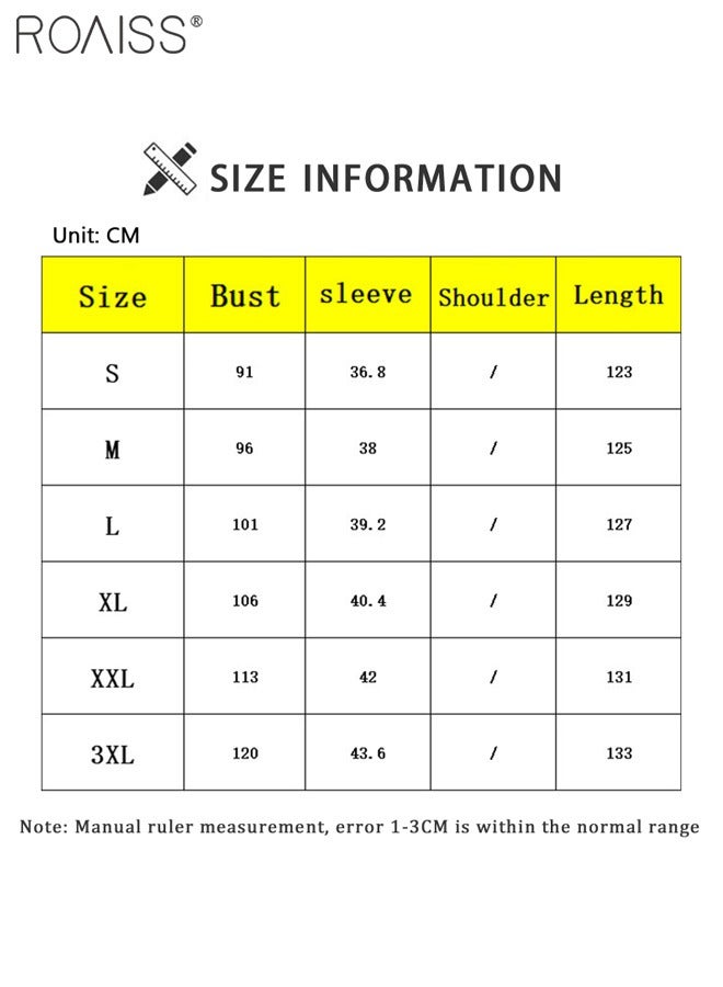 roaiss Women's Loose Casual Dress Solid Color Lapel Long Sleeve Design Classic V Neck Ankle Length Shirt Dress - Image 4