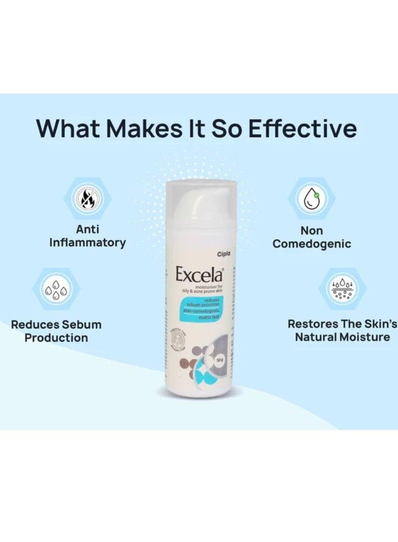 Cipla Excela Moisturiser for Oily Acne Prone Skin 50g - Image 3