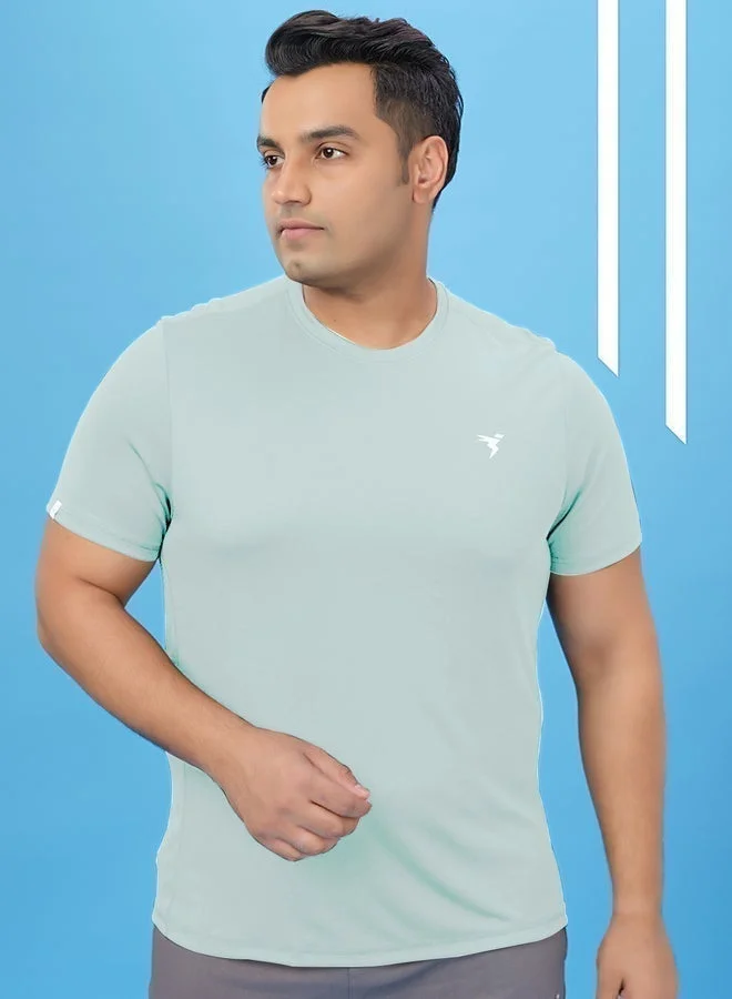 تكنوسبورت تيشيرت تكنوسبورت بلس أخضر سادة بياقة دائرية بقصة ضيقة