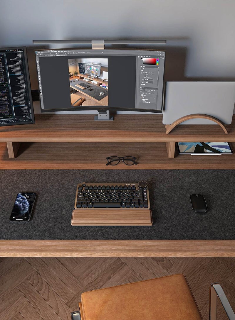 MAOGEDA Large Multifunctional Felt Desk Mat 90x30cm Non-slip Waterproof Computer Mouse Pad Extended Gaming Office Desk Protector Black Gray for Home and Office Use - Image 4