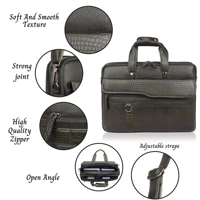 Luxvion Genuine Leather office Briefcase, Messanger Bag, Soft Texture, Strong Joints, Quality Zipper, Adjustable Strap, 38 cm - Image 5