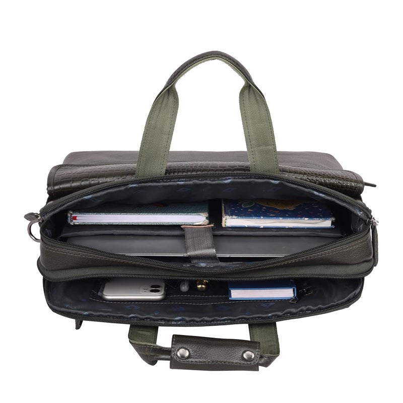 Luxvion Genuine Leather office Briefcase, Messanger Bag, Soft Texture, Strong Joints, Quality Zipper, Adjustable Strap, 38 cm - Image 4